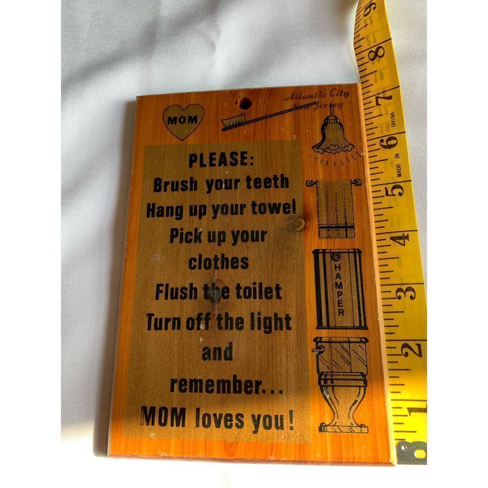 Wooden Bathroom Reminder Plaque Mom Loves You Wall Decor